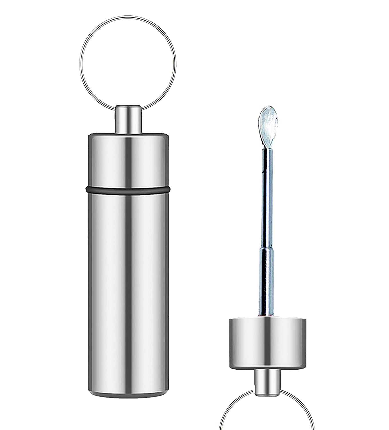 iSnuff Premium Snuff Container with Spoon | Snuff Vial with Telescopic Spoon - Deluxe Dispenser (Silver)