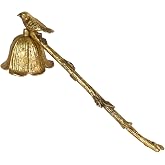 NIKKY HOME Vintage Candle Snuffer, Gold Candle Extinguisher with Bird | Floral Candle Snuffers with Long Handle Decorative Metal Wick Flame Snuffer Candle Accessory