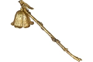 NIKKY HOME Gold Floral Candle Snuffer with Long Handle, Vintage Elegant Candle Extinguisher with Bird, Decorative Metal Wick Flame Snuffer Candle Accessory