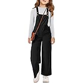 Haloumoning Girls Corduroy Overalls Kids Cute Adjustable Straps Wide Leg Jumpsuit with Pockets 5-14 Years