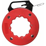 Electrical Fish Tape Reel - 50 Feet Reach - Impact Case for Electricians, Pull Communication Wire Cable Line From Drywall, Ceiling, Under Rug Conduit or Pipe- 1/2” W x 1/16” Thickl - By Katzco