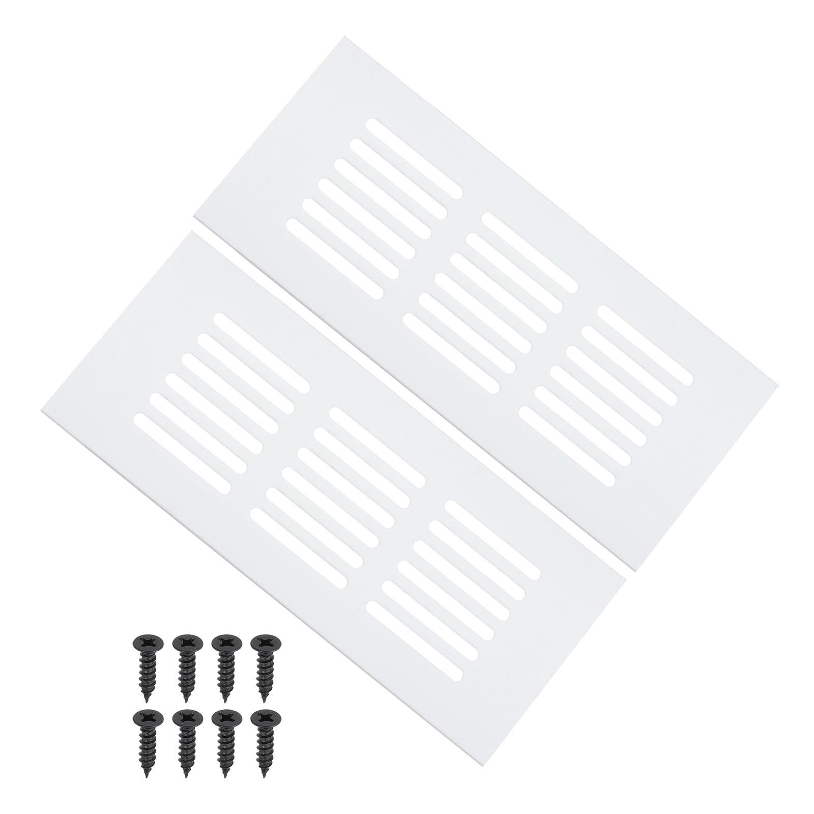 PATIKIL 6 x 2.4 Inch Door Air Vent Cover, 2 Pcs Heavy Duty Aluminum Grille Ventilation Cover Louvered with Mounting Screws for Cabinet Wardrobe Door, Silver — image 1