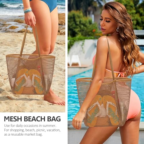 LBOYLOVE® Mesh Tote Bag, Beach Tote Bag for Women, Foldable 23L Shoulder Mesh Beach Bag