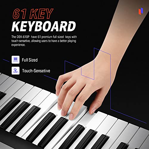 Donner Keyboard Piano, 61 Key Piano Keyboard, Force Sensitive