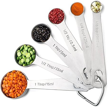 FirstCover Stainless Steel Measuring Spoons, Set of 6 Accurate Measurment Spoons for Measuring Liquid and Dry Ingredients for Home Kitchen Cooking and Baking
