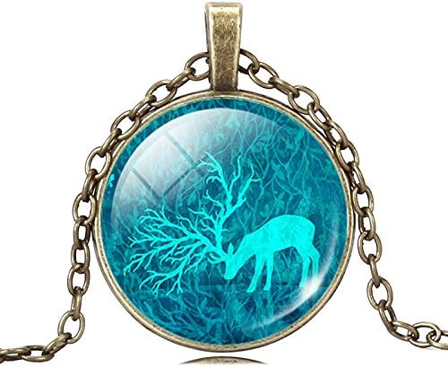 Vintage Harry Potter Necklace Pendant Snape Deer Blue Necklace Pendant Glass Necklace