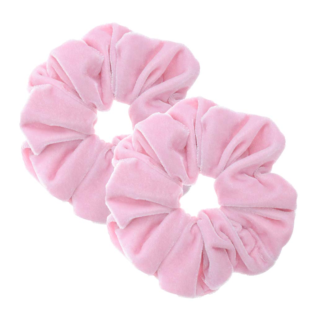2 Pcs Pink Color Large Velvet Scrunchies for Auldt Women Large Elastic Hair Ties Ropes — image 1