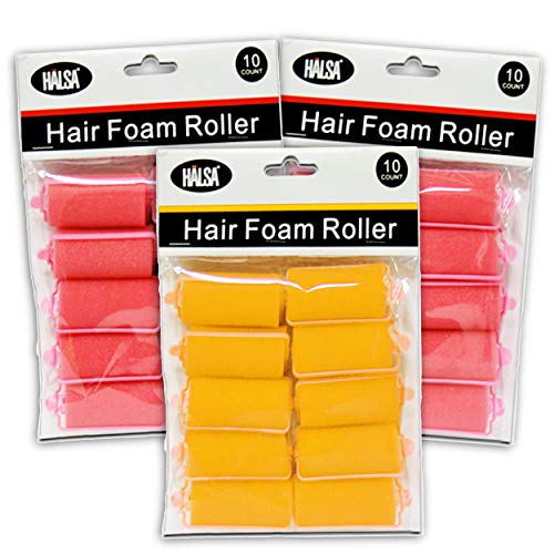Halsa Foam Rollers for Hair Styling Bundle ~ 30 Pieces Foam Curlers to Sleep In for Short Hair Long Hair