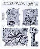 Stampers Anonymous Tim Holtz Cling Rubber Stamp Set, 7 by 8.5-Inch, Industrial Blueprint