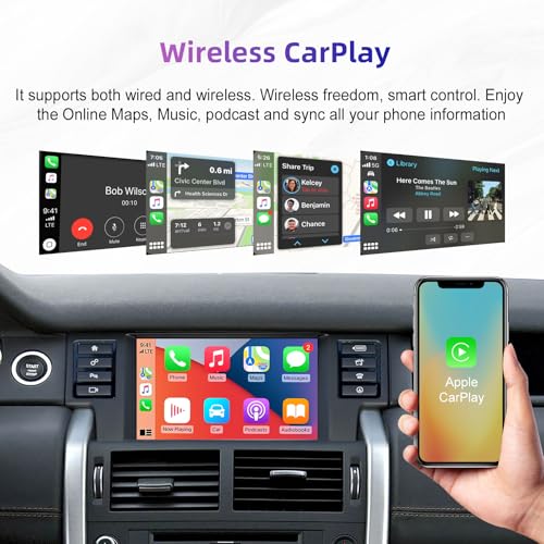 EZoneTronics Wireless CarPlay & Android Auto Set Top Box Kit For Land Rover Jaguar Range Rover Evoque Discovery Sport/5 XE XF F-Type 2016-2019 CarPlay Adapter Plug & Play with SWC WIFI BT Siri GPS