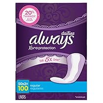 Always Xtra Protection Daily Liners, Regular, 100 Count