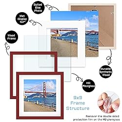 9x9 inch Wood Picture Frame for Wall Hanging or