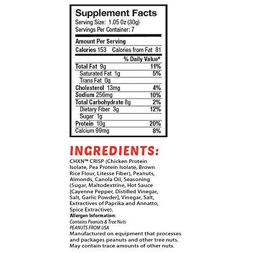 CHXN-SNX CRISPY PROTEIN BITES, SRIRACHA WITH PEANUTS AND ALMONDS, 7 SERVINGS, 70 GRAM OF PROTEIN PER BAG, 7.4 OUNCE