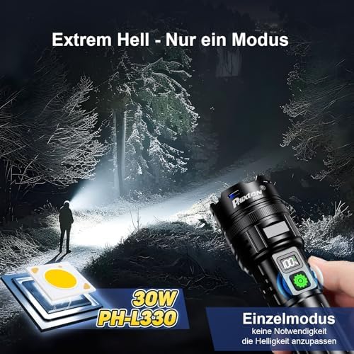 Torcia LED ricaricabile, estremamente luminosa, 1000000, 1 modalità di luce