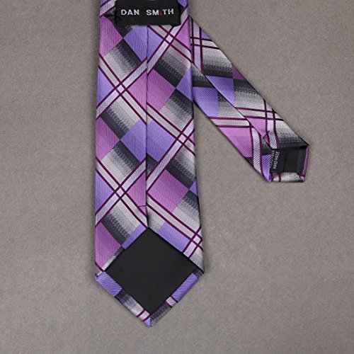 DAA7C15D Purple Grey Checkered Microfiber Tie Gift Idea For Graduation Neckwear By Dan Smith