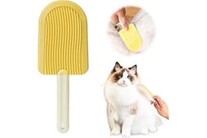 Runsgo Cat Tongue Comb,2024 New Cat Tongue Brush,Pet Ice Cream Massage Comb,Double-Sided Brush Head Design,Help Cats Remove Floating Hair (Yellow)