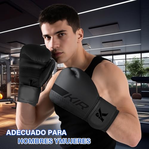 KIROGILY Guantes Box, Guantes de Box para Hombre Mujer, Guantes de Boxeo(12-14-16 oz), Incluyen Protector Bucal, Correas Boxing y Bolsa Almacenamiento, Ideales para Boxeo y MMA