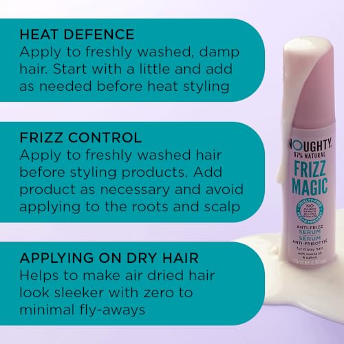 Noughty 97% Natural Magic Serum, Anti Frizz Serum for Curly Hair, Humidity & Heat Protection, Keratin Hair Treatment & Control, Sulphate Free, Silicone-Free, Vegan Haircare, 75ml