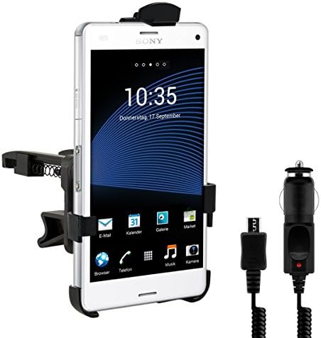 Car vent mount for Sony Xperia Z3 Compact with perfectly fitting shell + charger - Turn you mobile phone into a navigation device!