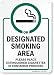 Designated Smoking Area Sign, Place Extinguished Cigarettes in Container Provided, 14x10 Rust Free .40 Aluminum, Easy to Mount Weather Resistant, Made in USA by SmartSign