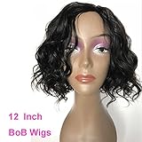 Brazilian Virgin Human Hair Wigs for Black Women Glueless Short Bob Human Hair Wigs Wavy 12inch Short Wavy Wigs On Sale Natural Color 150% Density