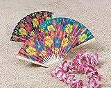 Hibiscus Folding Fans - 12 count