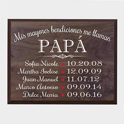 LifeSong Milestones Bendiciones familiares personalizadas Wall Plaque Regalo Para Padres, Abuelos, mamÃ¡ o papÃ¡ Con nombres de niÃ±os y fechas de nacimiento DE 12
