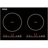 Empava IDC12B2 Horizontal Electric Stove Induction Cooktop with 2 Burners in Black Vitro Ceramic Smooth Surface Glass 120V, 12 Inch