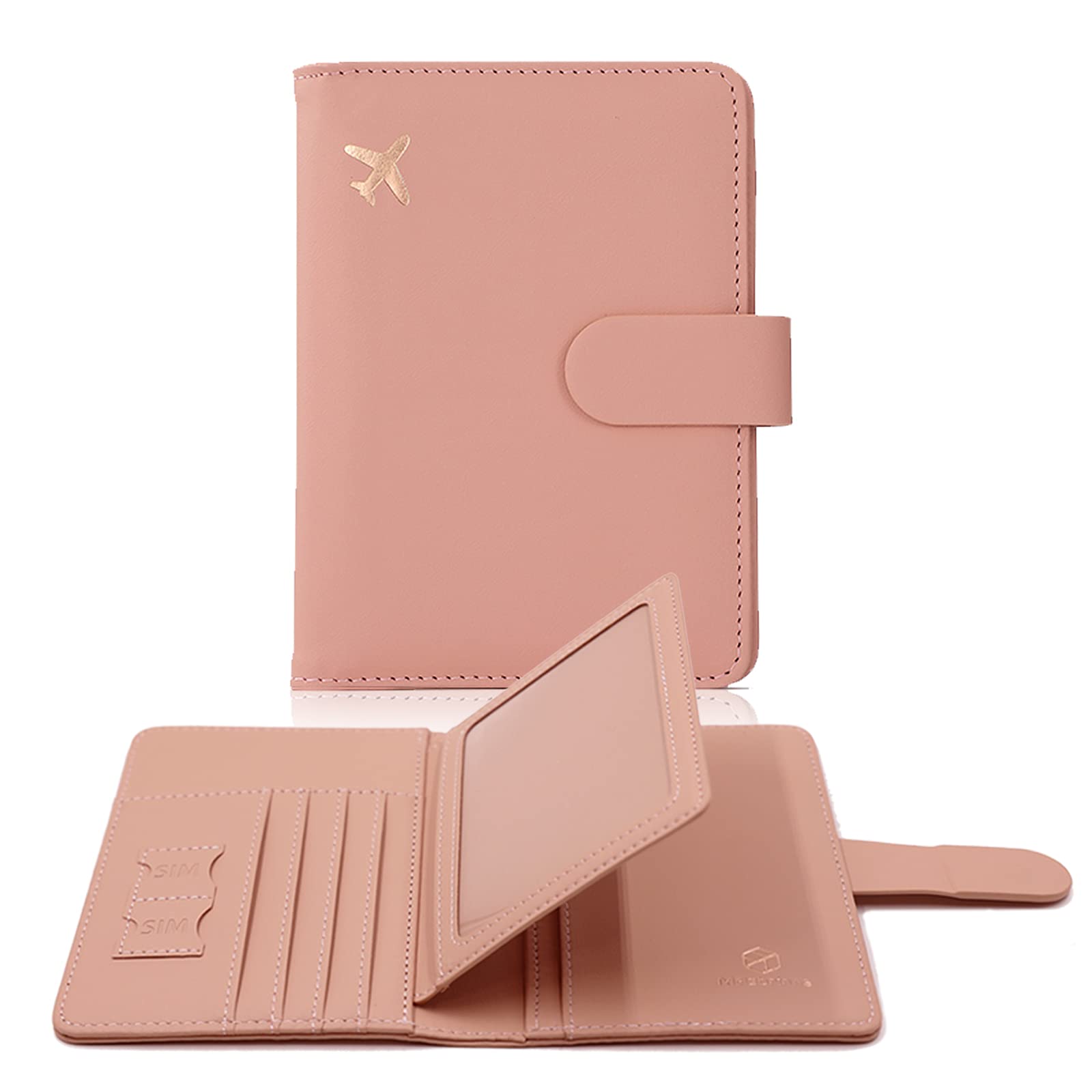 Melsbrinna Rfid Passport Holder for Travel women/Men, Cute Passport Wallet Rfid Blocking Card Slots, Rfid Passport Cover/CaseTravel Wallet, Passport Book Holder (1, Pink)