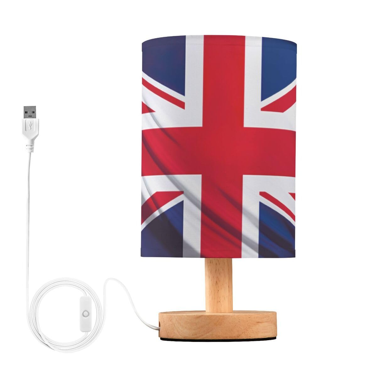 JUMBEAR Table Lamp,Bedside Lamps Nightstand Lamps with Flaxen Fabric Shade for Bedroom Living Room,LED Bulb Included-Union Jack — image 1