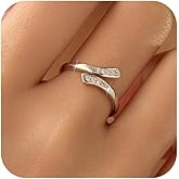FUNYCHEN 925 Sterling Silver Cubic Zirconia Crossover Eternity Band Rings for Women Adjustable Open Twist Wrap Statement Promise Ring to Daughter Mom Stackable Finger Wedding Valentines Jewelry Gifts