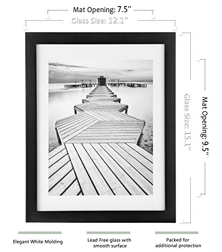 image for UnityStar 11x14 Picture Frame, Matted to 8x10 Black Photo Frame,Solid 