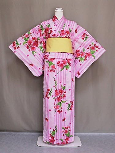Amazon レディース浴衣 大きいサイズ トールサイズ 女物ゆかた お仕立上り 浴衣単品 ピンク 縞 C0214 04 浴衣 通販