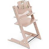 Tripp Trapp High Chair from Stokke, Serene Pink - Adjustable, Convertible Chair for Children & Adults - includes Baby Set wit