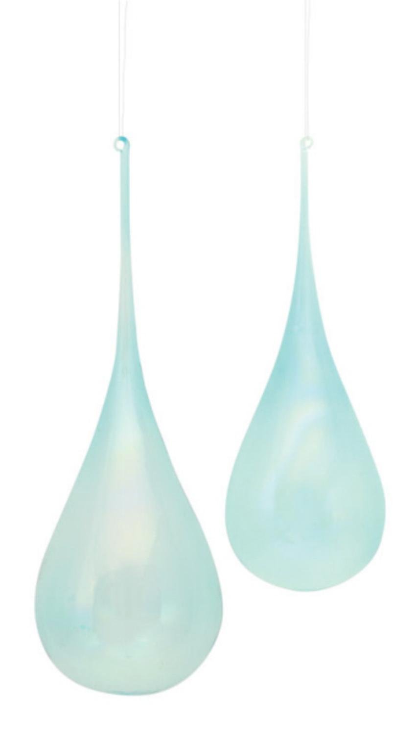 Pack of 6 Blue Glass Water Drop Christmas Ornaments 7.5" 9" 2