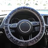 Best4UrLife Steering Wheel Cover,2PC Auto Car Wrap Cover,Anti Slip丨Sweat Absorption丨Universal Fit for 35-40Cm丨Breathable Smooth Warm Car Interior Short Plush Cover (Grey)