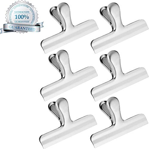 Chip Bag Clips,Ielek 6 Packs of Binder Clips with Stainless Steel,Large 3 Inches Wide,Durable Large Metal Food Bag Sealing Clips for Air Tight,Perfect for Home Storage,Refined Office,Food&Bread Bags