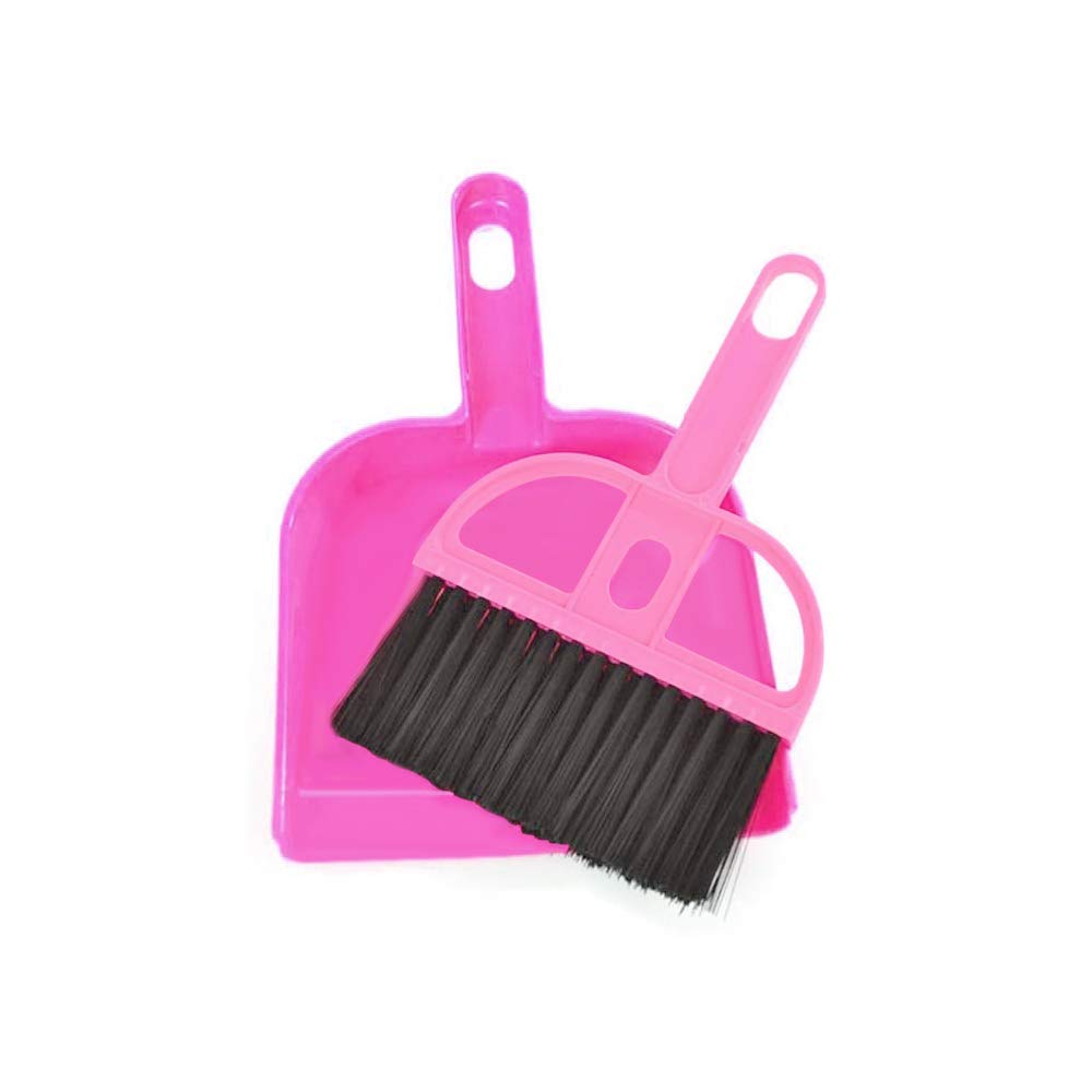 WishLotus Mini Dustpan and Brush Set, Portable Exquisite Pet Waste Cleaning Kit, Hamster Sand Scooper Cage Cleaning Tool for Small Pets Guinea Pigs Hamsters Chinchillas Rabbits Reptiles (Pink)