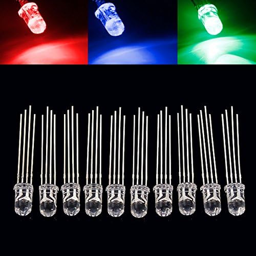 10pcs 5mm RGB LED Common Cathode 4-Pin Tri-Color Emitting Diodes F5 by GardenTriz