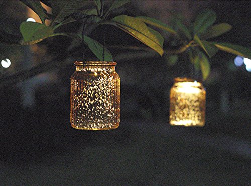 image for Sunwind Solar Mercury Glass Mason Jars - 2 Pack Bronze Table Lamp Hang