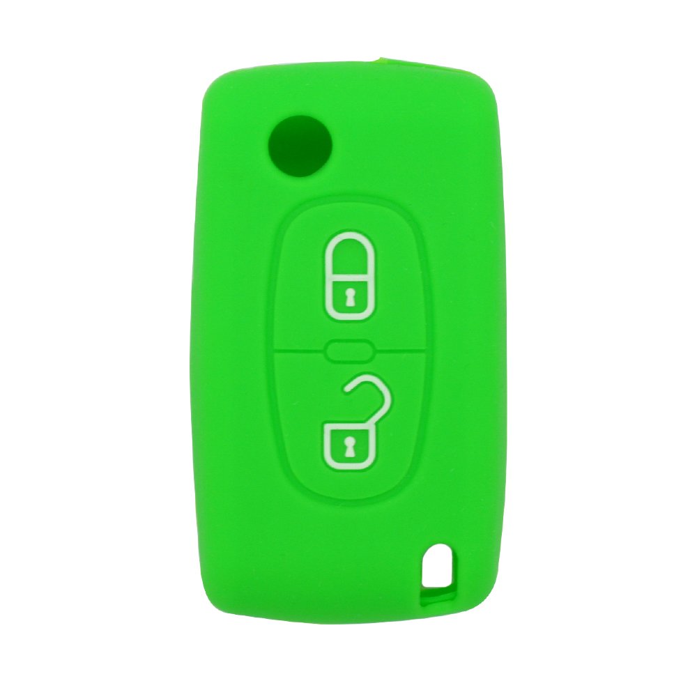 BROVACS Silicone Cover Protector Case Holder Skin Jacket Compatible with PEUGEOT CITROEN 2 Button Flip Remote Key Fob CV4302 Light Green