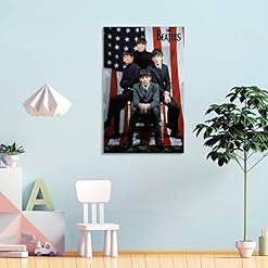 Hxinyi Beatles Poster décoratif sur toile Motif drapeau américain 60 x 90 cm - Les Beatles, Paul McCartney, John Lennon, RIngo Starr, George Harrison Hxinyi Beatles Poster décoratif sur toile Motif drapeau américain 60 x 90 cm – Image 4