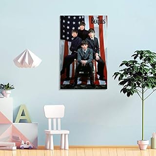 Hxinyi Beatles Poster décoratif sur toile Motif drapeau américain 60 x 90 cm - Les Beatles, Paul McCartney, John Lennon, RIngo Starr, George Harrison Hxinyi Beatles Poster décoratif sur toile Motif drapeau américain 60 x 90 cm – Image 4