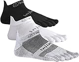 Injinji Run 2.0 Lightweight No Show Toe Socks 3 Pack (Black/Gray/White, Medium)