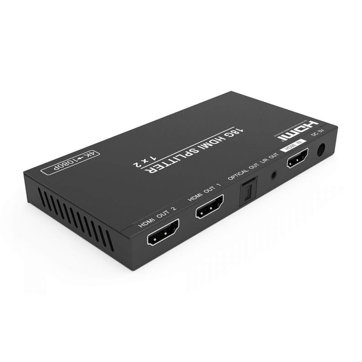 HDelity Cablesson HDMI 2.0b 1x2 Splitter 18G 4:4:4 with Scaler Audio - With EDID - HDR HDCP 2.2, 4K2K & 1080P Scaler Full HD Ultra 3D Support - One input 2 outputs