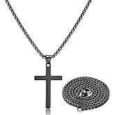 Stainless Steel Cross Necklace for Men Silver Cross Necklace for boy Small Cross Pendant Necklace Simple Jewelry Cross Chain Gifts for Men