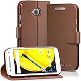 Motorola Moto E (2nd Gen, 2015) Wallet Case - VENA [vSuit] Draw Bench PU Leather Wallet Flip Cover with Stand and Card Slots for Motorola Moto E (2nd Gen, 2015) (Brown)