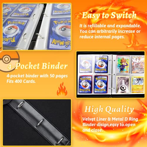 400-Card Pokemon TCG Binder With 50 Removable Sleeves - Fits 400 Cards, TCG Card Holder