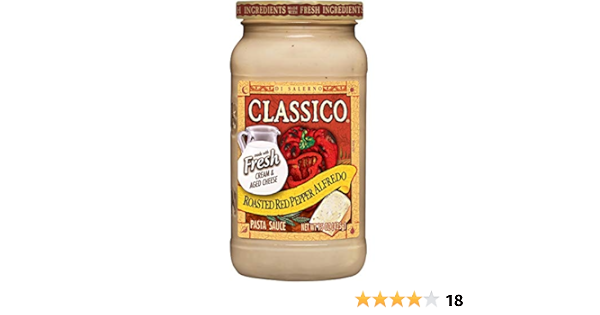 Amazon Com Classico Roasted Red Pepper Alfredo Pasta Sauce 15 Oz Jar Prime Pantry