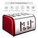 4-Slice Toaster, CUSIBOX Stainless Steel Toaster Four Wide Slots with 7 Bread Browning Settings, REHEAT/DEFROST/CANCEL Function, 1400W, Red